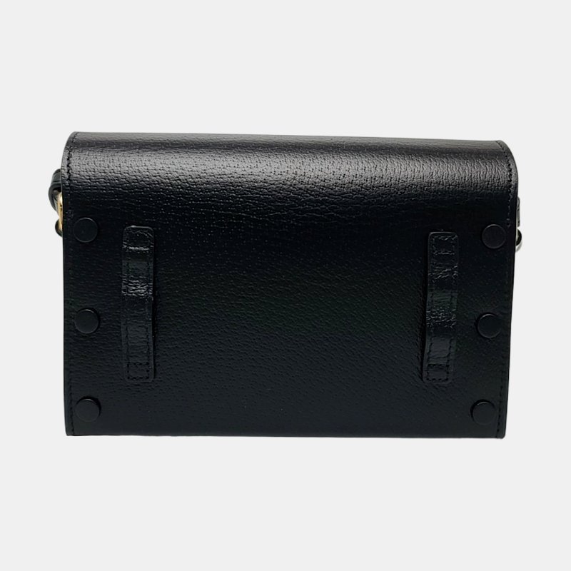 GUCCI Thiara黑色牛皮馬銜扣單肩包斜挎包 金色五金 可拆卸肩帶 配件齊全 9.8新-4