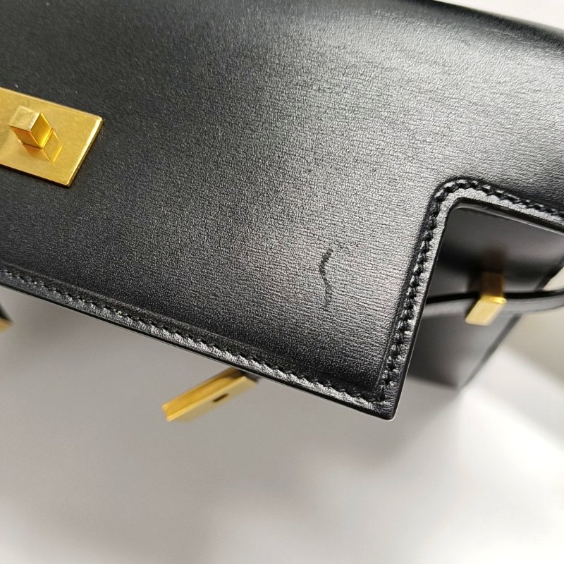 YSL MANHATTAN黑色牛皮曼哈頓包單肩包 金色五金 可拆卸肩帶-10