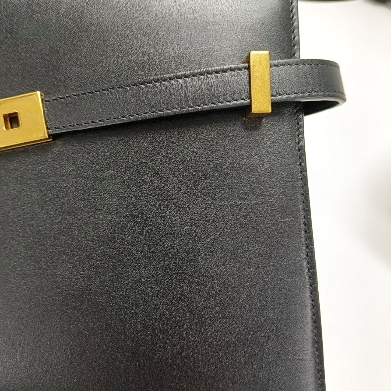 YSL MANHATTAN黑色牛皮曼哈頓包單肩包 金色五金 可拆卸肩帶-15