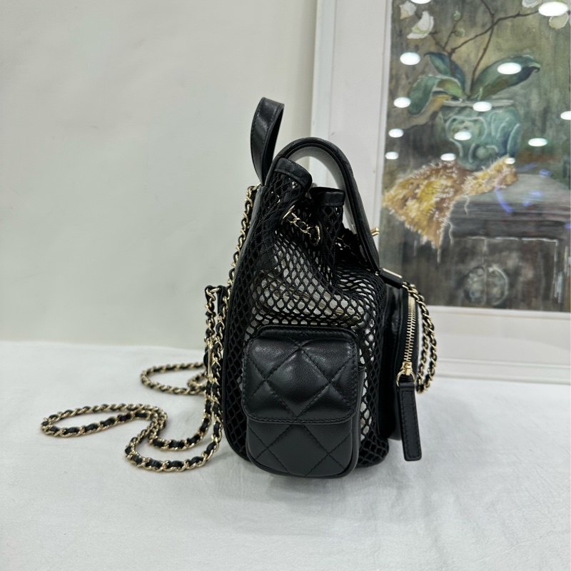 Chanel 香奈兒 25S duma 黑金 鏤空 晶片款 有購證 近全新-3