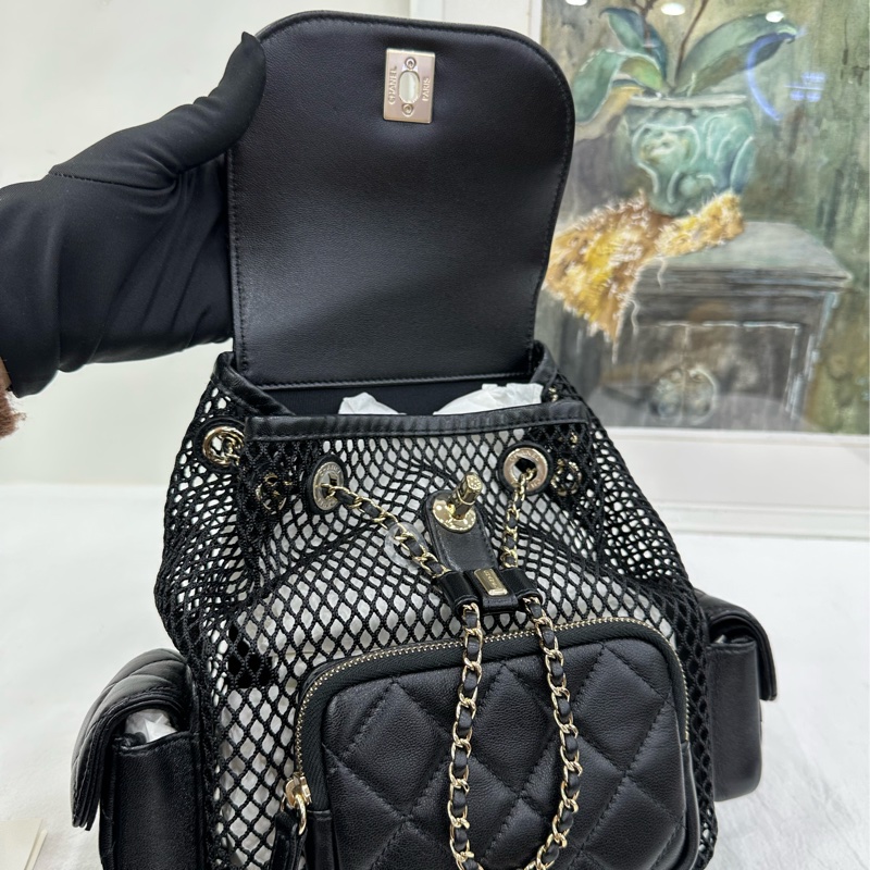 Chanel 香奈兒 25S duma 黑金 鏤空 晶片款 有購證 近全新-7