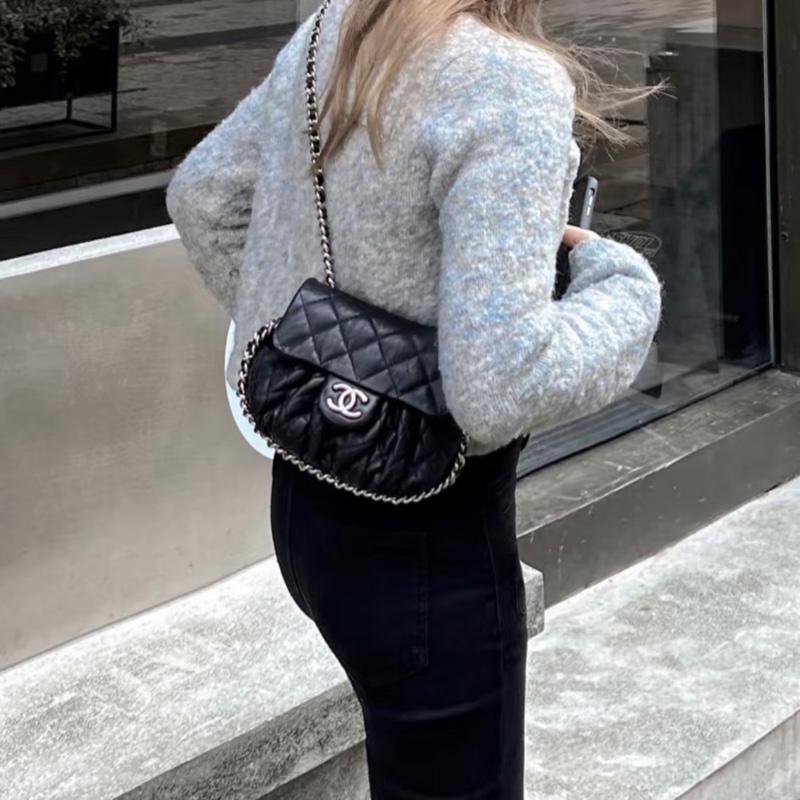 「JL精品代購」 9新 Chanel 香奈兒 鏈條雲朵包-1