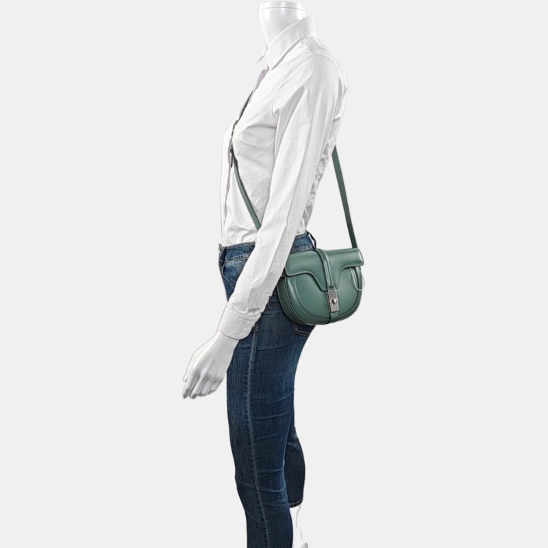 CELINE 16 小號綠色牛皮單肩包 銀色五金 9.8新-1