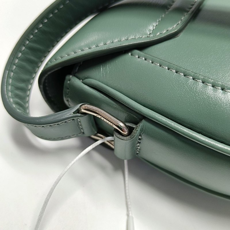 CELINE 16 小號綠色牛皮單肩包 銀色五金 9.8新-11