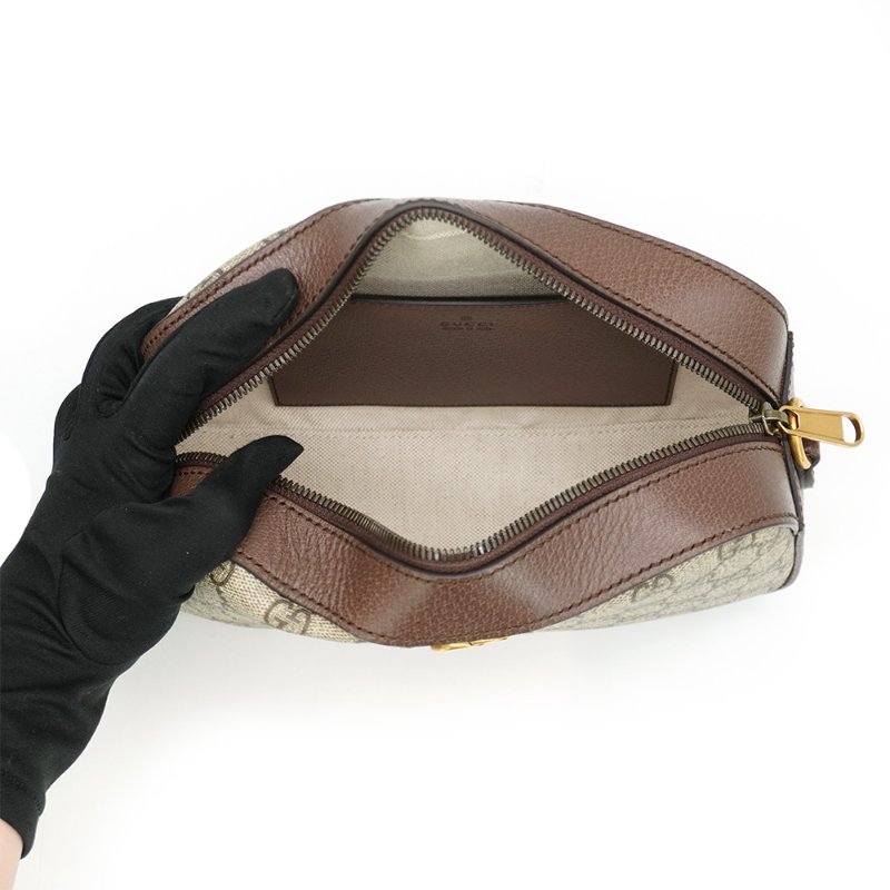 Gucci GG Supreme 帆布斜背相機包(752591-烏木)-4