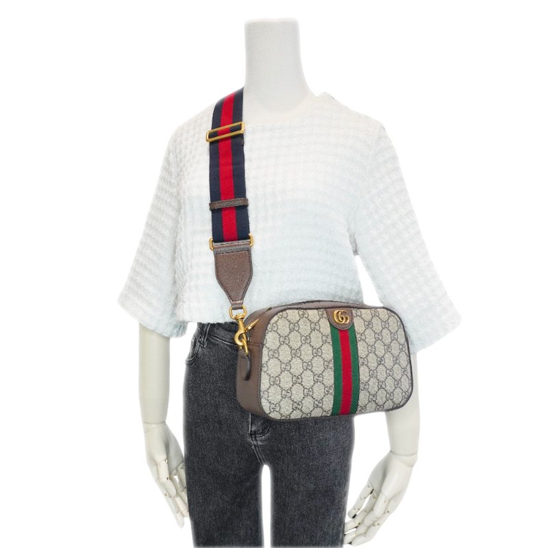 Gucci GG Supreme 帆布斜背相機包(752591-烏木)-5