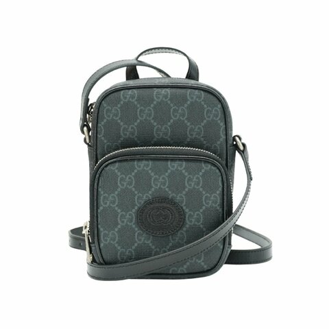 Gucci Interlocking G 標誌迷你拉鍊二用包(672952-黑)