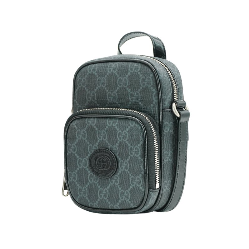 Gucci Interlocking G 標誌迷你拉鍊二用包(672952-黑)-1