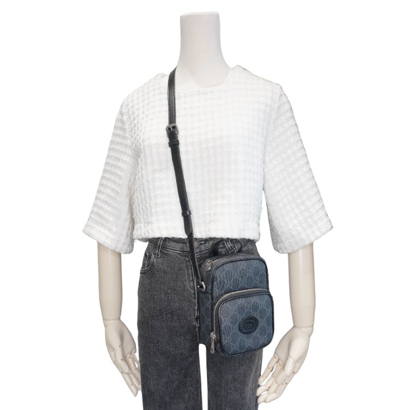 Gucci Interlocking G 標誌迷你拉鍊二用包(672952-黑)-5