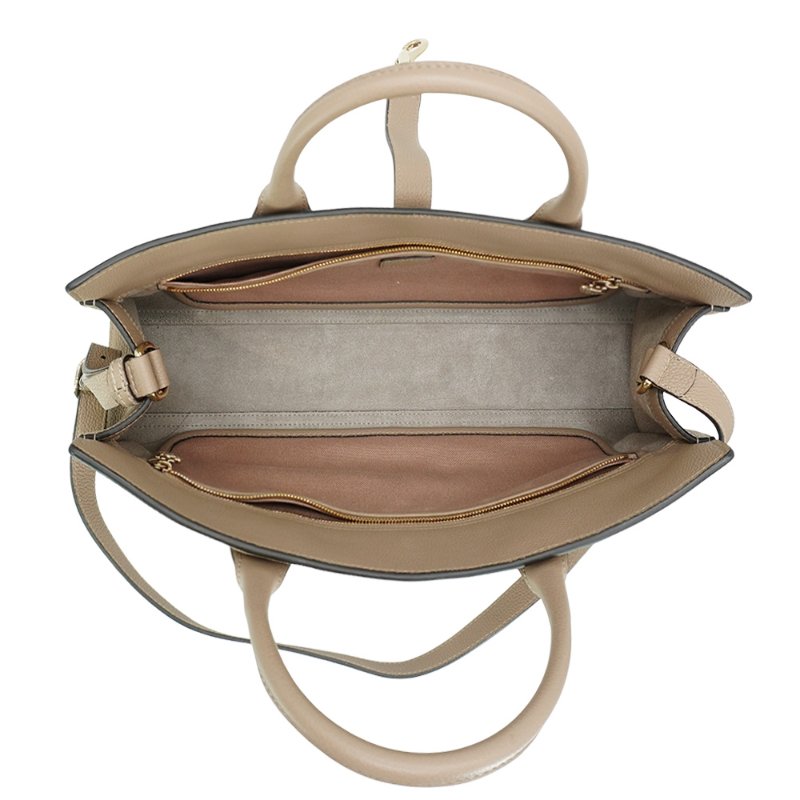 Gucci 展示品 Hook Closure 粒面皮革中號二用肩背包(795282-米)-4