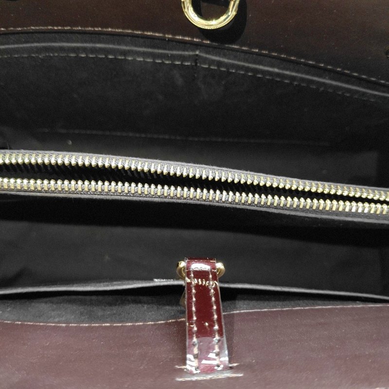 LOUIS VUITTON MONTAIGNE中號酒紅色漆皮壓紋蒙田包單肩包 金色五金 可拆卸肩帶 配件齊全-6