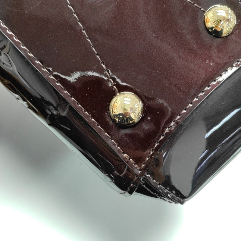 LOUIS VUITTON MONTAIGNE中號酒紅色漆皮壓紋蒙田包單肩包 金色五金 可拆卸肩帶 配件齊全-12