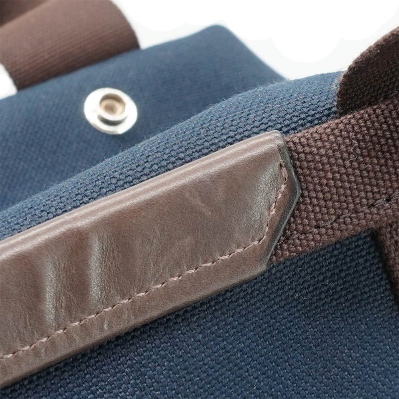 Hermes Groom 圖紋印花帆布後背包(海軍藍/火橘色)-6