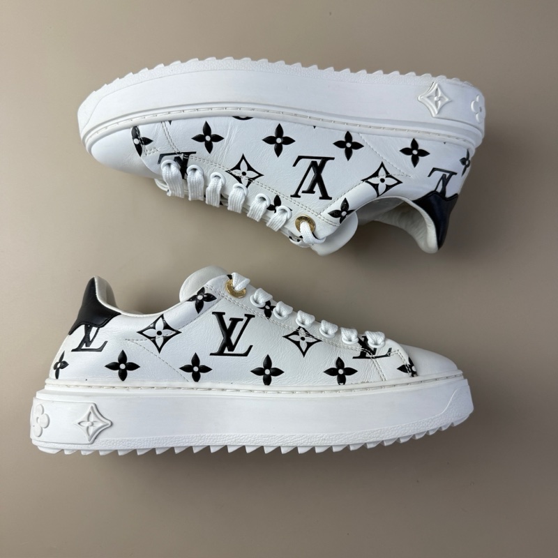 LV/路易威登 Time out黑白滿印厚底松糕鞋 35碼-3