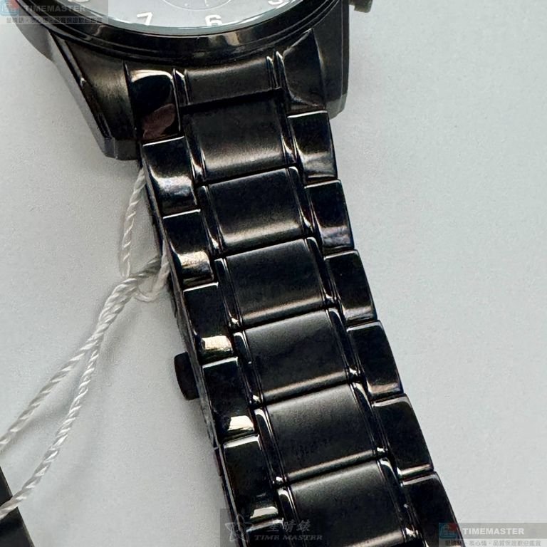 BOSS手錶,編號HB1513785,44mm黑圓形精鋼錶殼,黑色三眼, 中三針顯示錶面,深黑色精鋼錶帶款-8