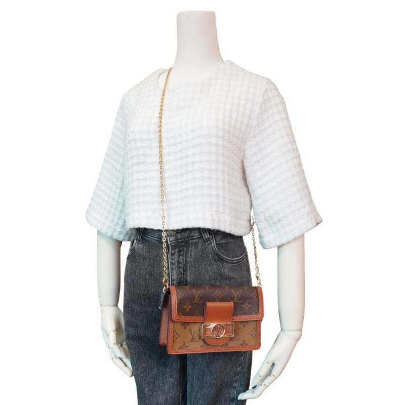 Louis Vuitton 展示品 Dauphine Woc 帆布鍊帶斜背包(M68746-咖)-5
