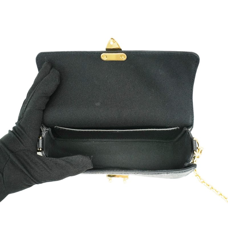 Louis Vuitton 展示品 粒面壓花牛皮釦式鏈帶斜背包(M82637-黑)-4