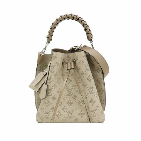 Louis Vuitton 展示品 Muria Mahina鏤空雕花小牛皮二用水桶包(M55799-灰)