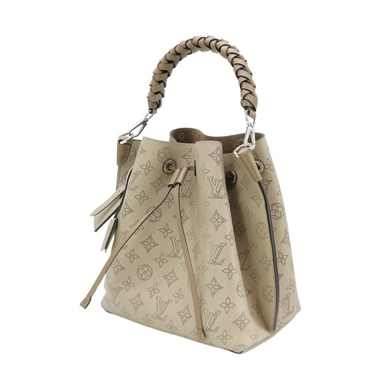 Louis Vuitton 展示品 Muria Mahina鏤空雕花小牛皮二用水桶包(M55799-灰)-1