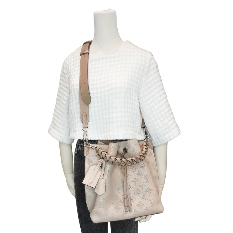 Louis Vuitton 展示品 Muria Mahina鏤空雕花小牛皮二用水桶包(M55799-灰)-5