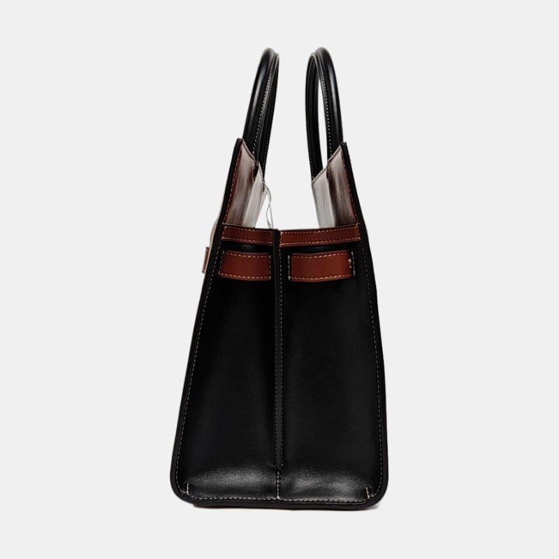 BURBERRY Title 小號黑色牛皮鉚釘單肩包金色五金 可拆卸肩帶 9.8新-2