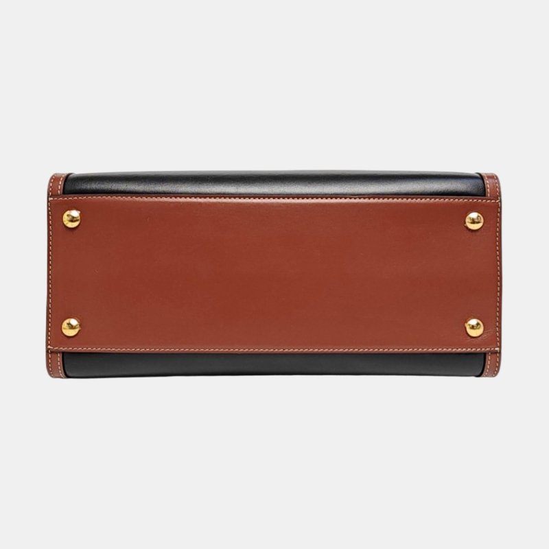 BURBERRY Title 小號黑色牛皮鉚釘單肩包金色五金 可拆卸肩帶 9.8新-5