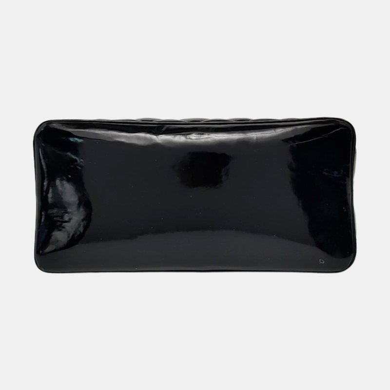 CHANEL MEDALLION黑色漆皮菱格紋希爾頓手提包單肩包 金色五金 中古款-5