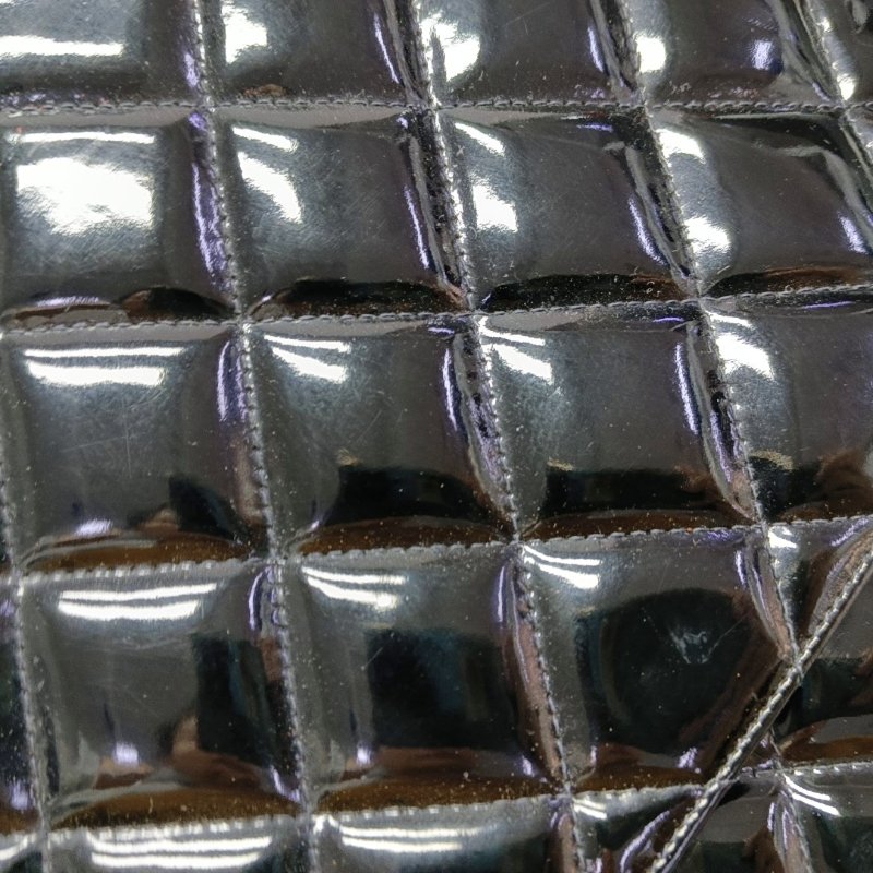 CHANEL MEDALLION黑色漆皮菱格紋希爾頓手提包單肩包 金色五金 中古款-8