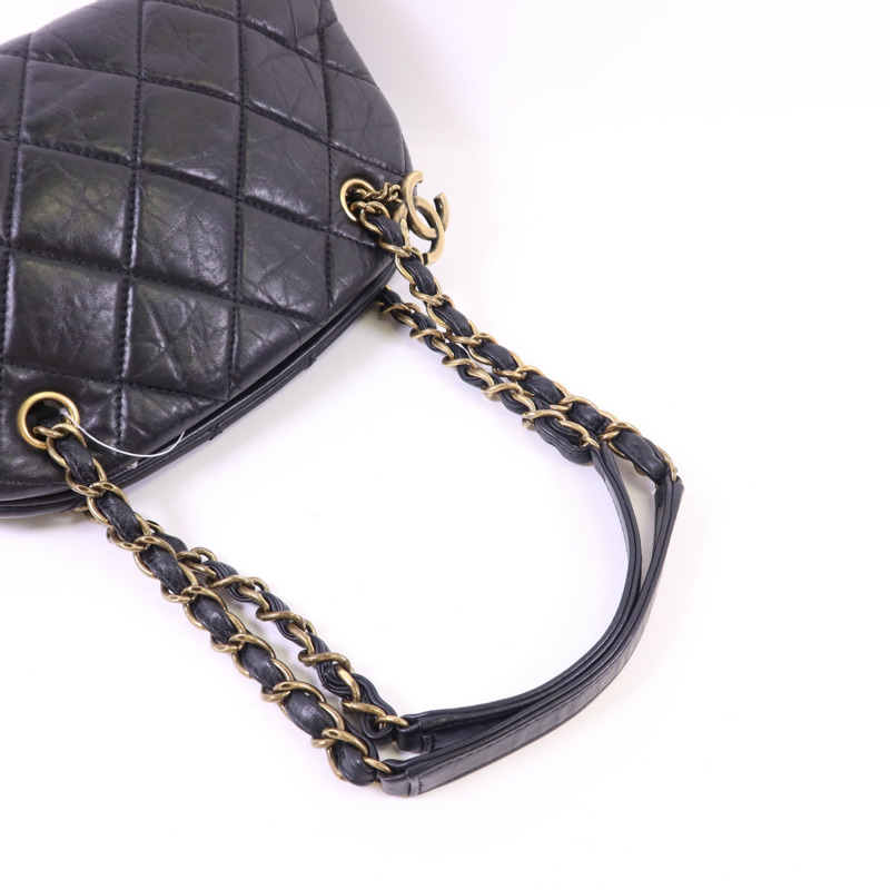CHANEL 牛皮皮革Chain Shoulder金扣鏈帶肩背袋-4