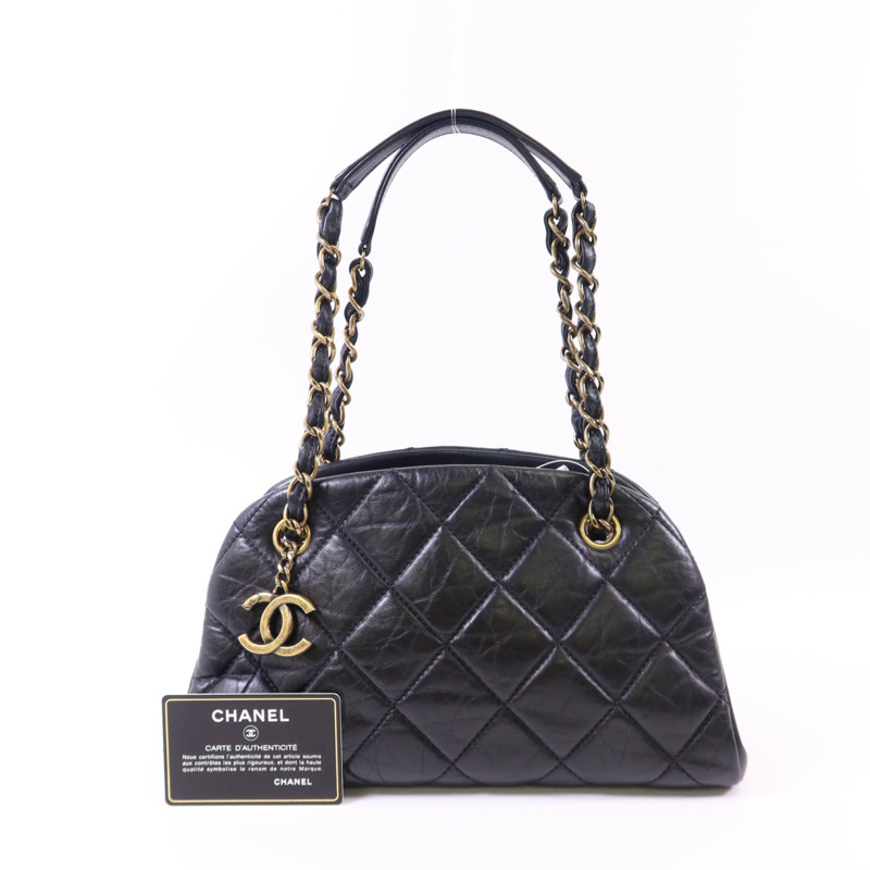 CHANEL 牛皮皮革Chain Shoulder金扣鏈帶肩背袋-16