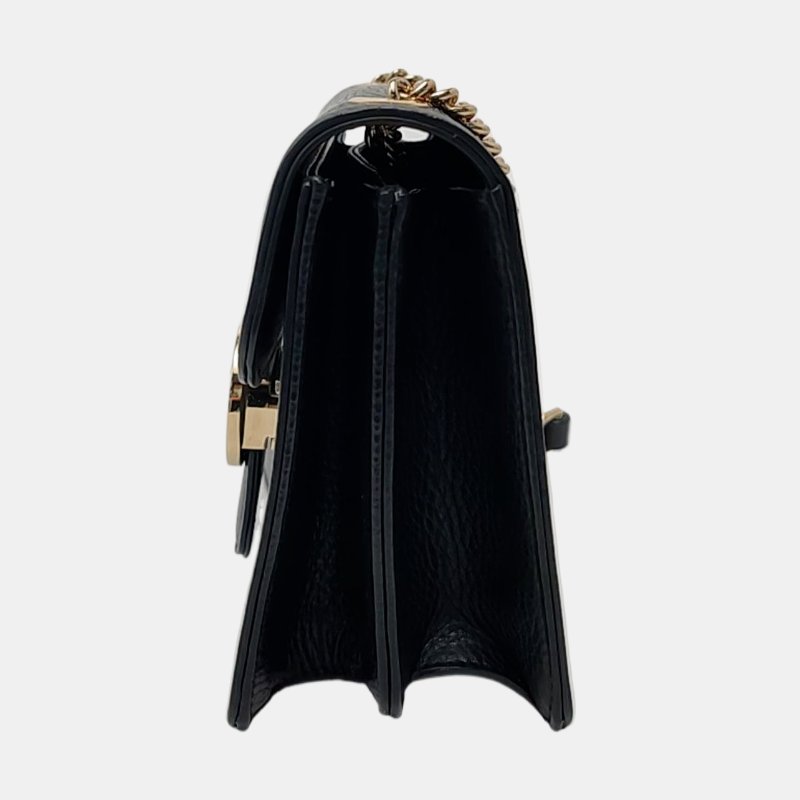 GUCCI Interlocking G小號黑色牛皮單肩包斜挎包 金色五金 9.8新-2