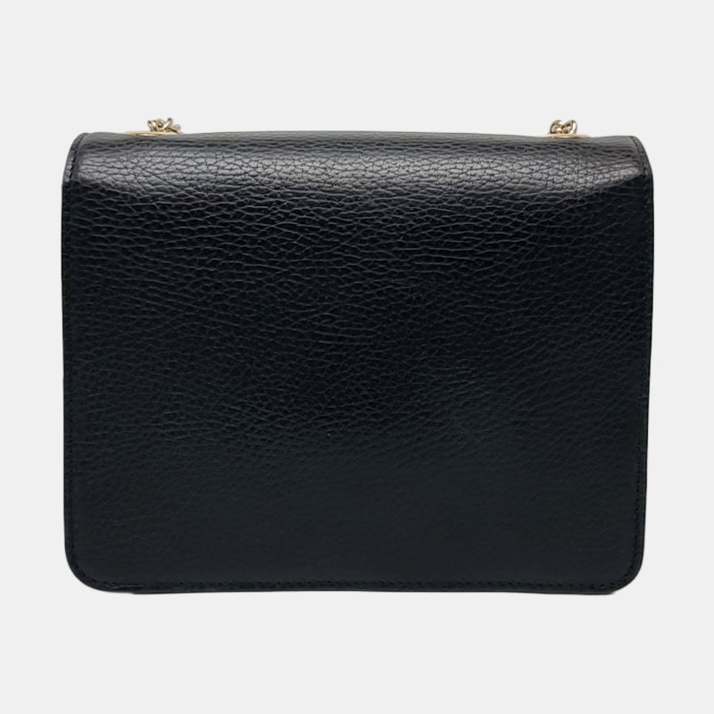 GUCCI Interlocking G小號黑色牛皮單肩包斜挎包 金色五金 9.8新-4