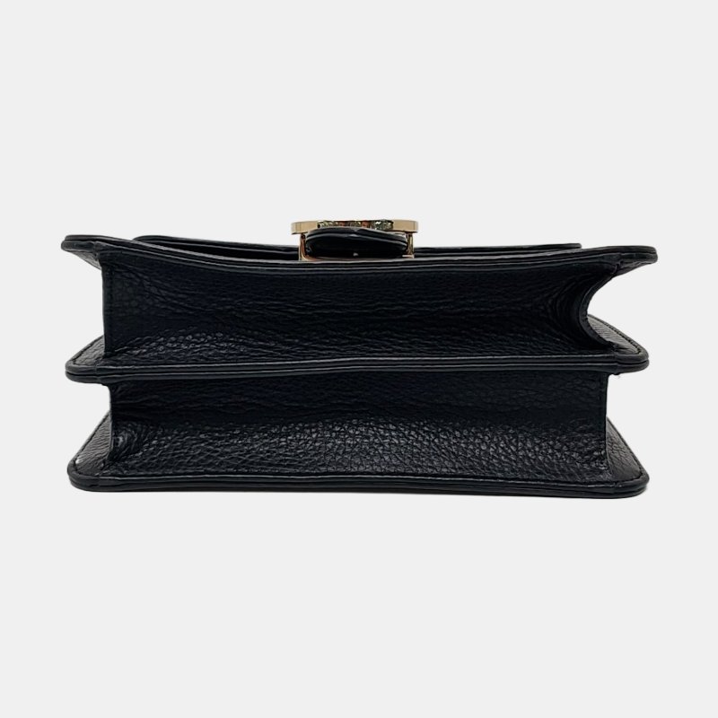 GUCCI Interlocking G小號黑色牛皮單肩包斜挎包 金色五金 9.8新-5