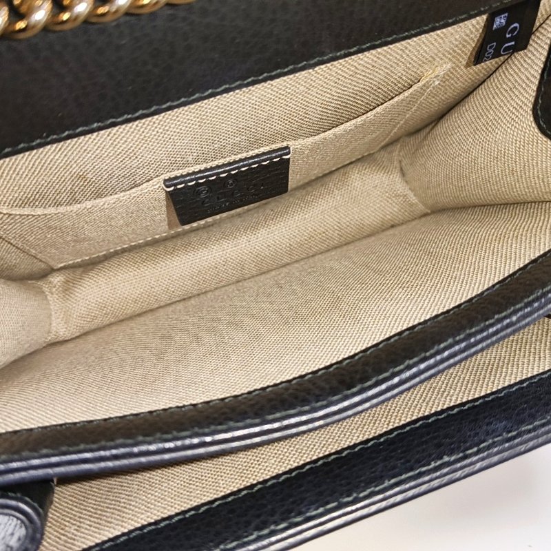GUCCI Interlocking G小號黑色牛皮單肩包斜挎包 金色五金 9.8新-6