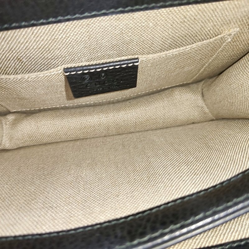 GUCCI Interlocking G小號黑色牛皮單肩包斜挎包 金色五金 9.8新-8