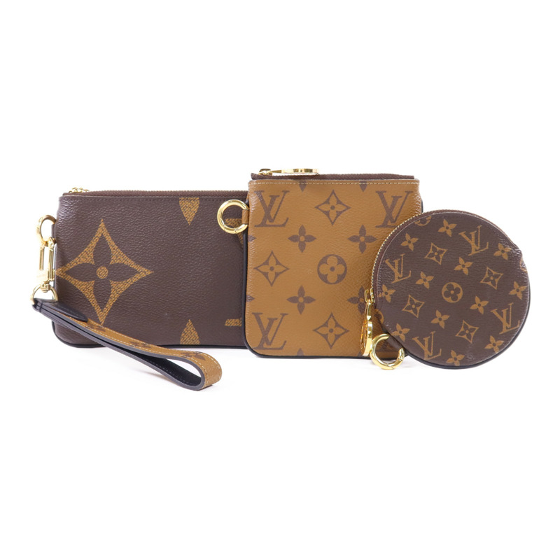 LOUIS VUITTON Monogram Reverse Pochette Trio金扣手拿包-0