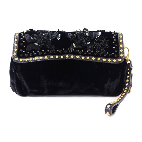 PRADA 天鵝絨/珠片Clutch Bag金扣手拿包BP0277