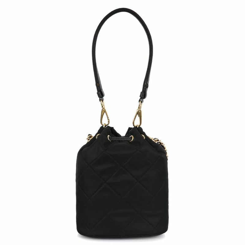 PRADA Duet 尼龍鏈條黑色水桶包 1BH038 2AOS F0002-3