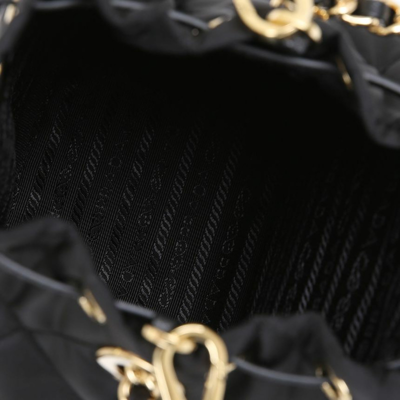 PRADA Duet 尼龍鏈條黑色水桶包 1BH038 2AOS F0002-9