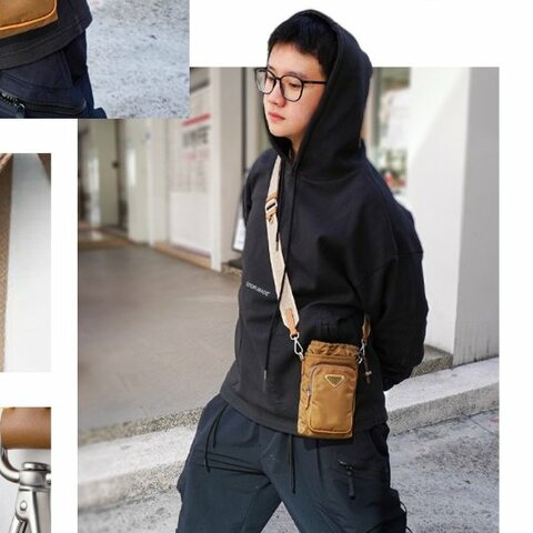 Prada Re-Nylon 再生尼龍三角牌手機包(2ZH155-棕)