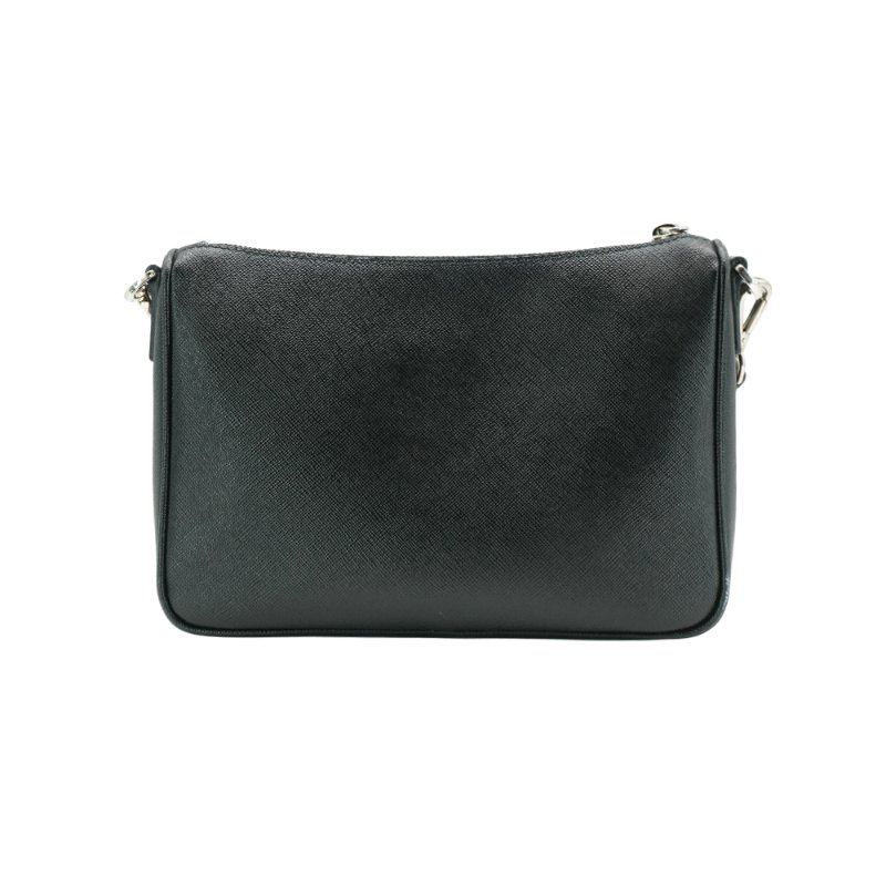 Prada Saffiano皮革拉鍊肩背二用包(2VH113-黑)-2