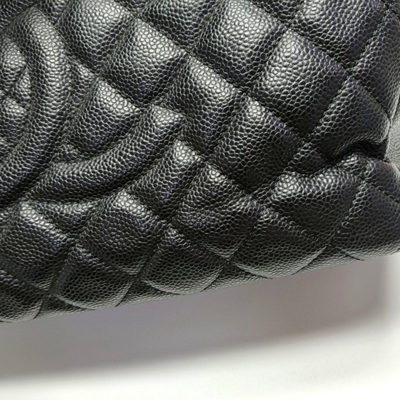 CHANEL CHANEL GST大號黑色荔枝紋牛皮菱格紋絎縫單肩包手提包銀色五金13開-7