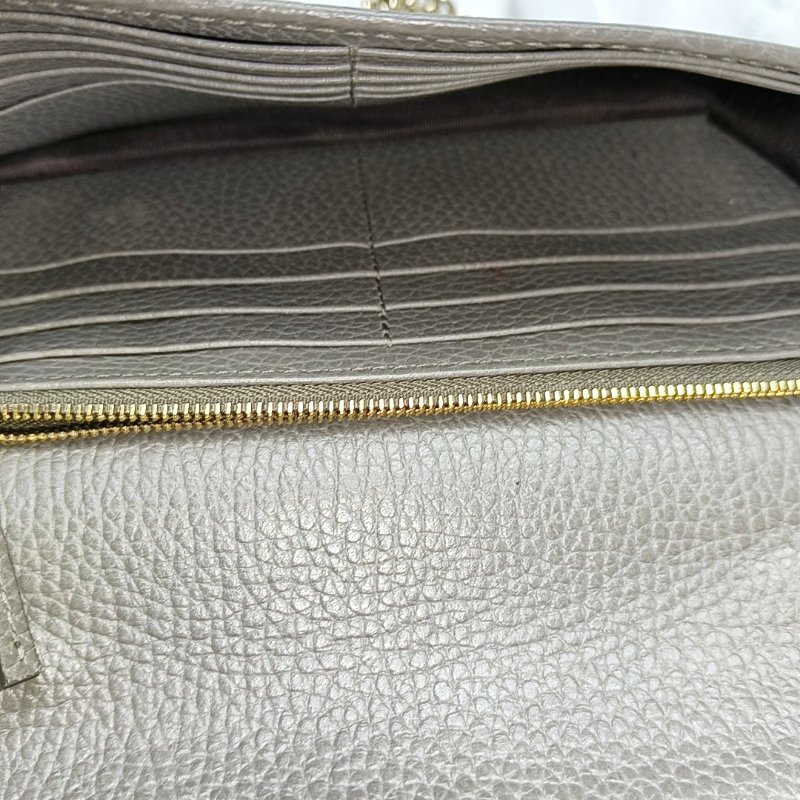 GUCCI Interlocking G灰色牛皮斜挎包提包單肩包 金色五金 可拆卸肩帶-6
