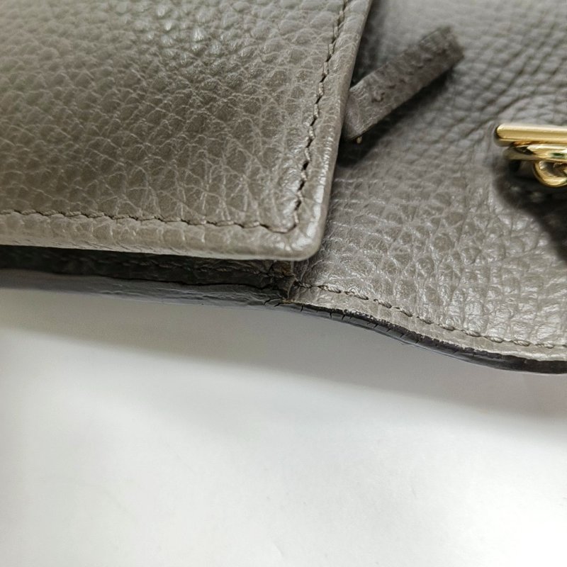 GUCCI Interlocking G灰色牛皮斜挎包提包單肩包 金色五金 可拆卸肩帶-9