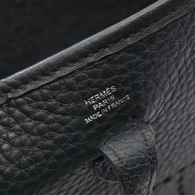 愛馬仕 EvelyneTPM 亞馬遜肩包 Taurillon Clemence Taurillon Clemence 黑白二手女款-3