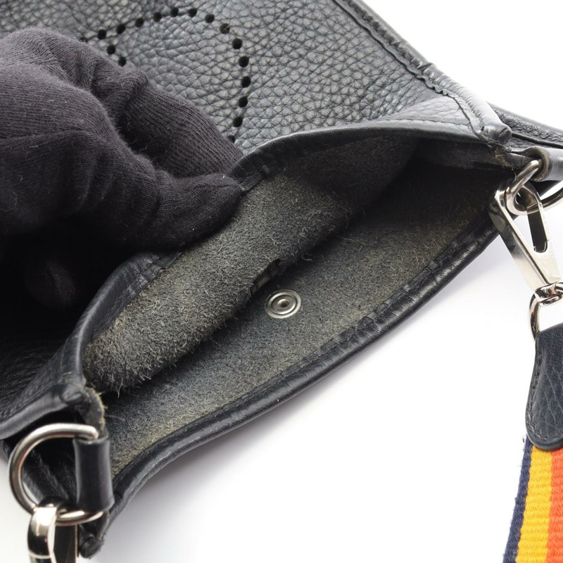 愛馬仕 EvelyneTPM 亞馬遜肩包 Taurillon Clemence Taurillon Clemence 黑白二手女款-7