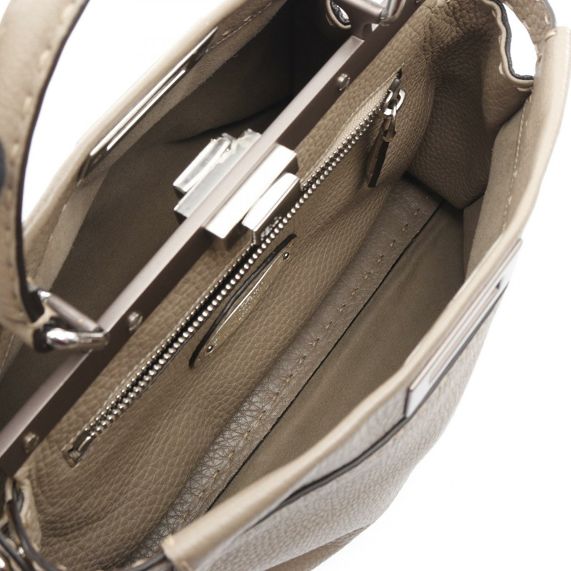 FENDI Peekaboo Regular Selleria 斜背包 8BN290 皮革 米色 二手-2