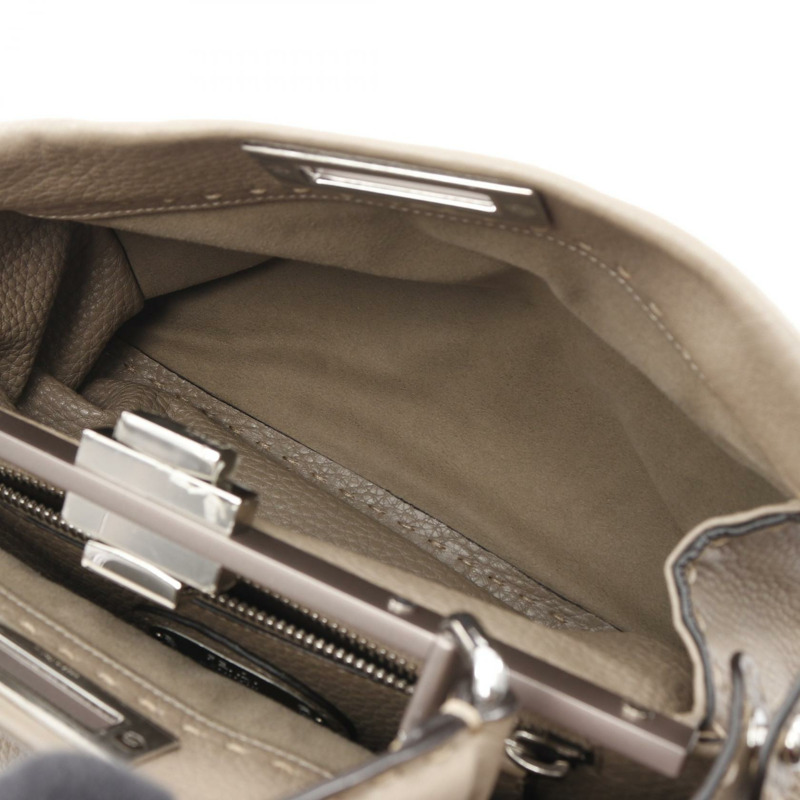 FENDI Peekaboo Regular Selleria 斜背包 8BN290 皮革 米色 二手-9