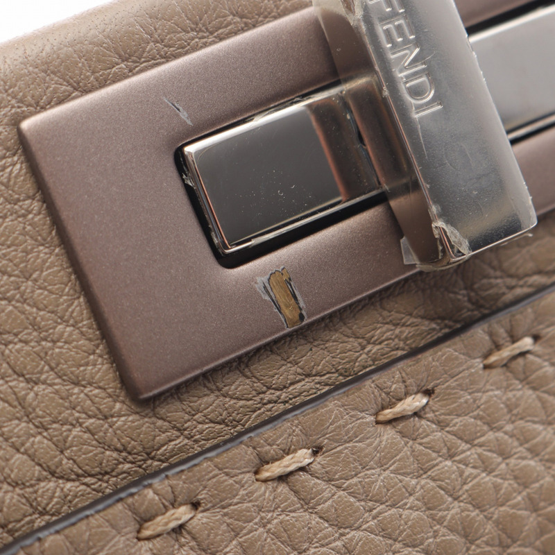 FENDI Peekaboo Regular Selleria 斜背包 8BN290 皮革 米色 二手-10