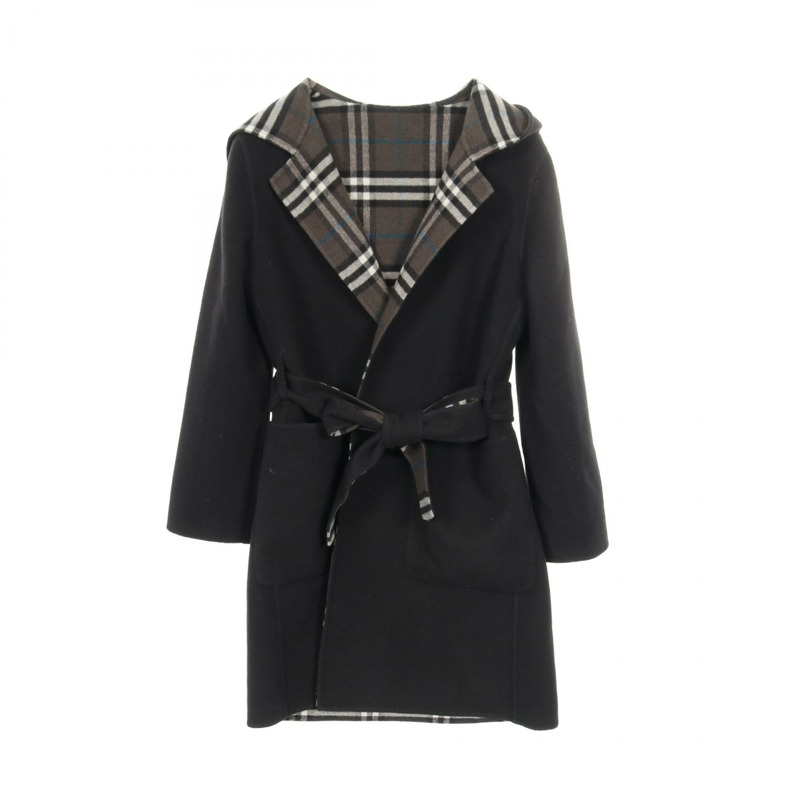 BURBERRY 中長其他款式大衣 80938321 羊毛 黑色 棕色 二手 女款-0